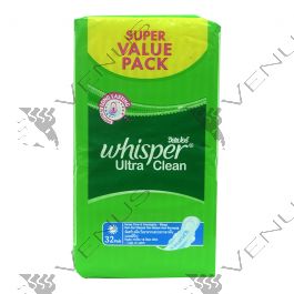 Whisper Ultra Clean Heavy And Overnight Wings Sanitary Pad 32s